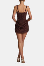 Women's Square Neck Draped Mini Dress | Bramwell_3