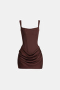 Women's Square Neck Draped Mini Dress | Bramwell_5
