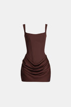 Women's Square Neck Draped Mini Dress | Bramwell_5