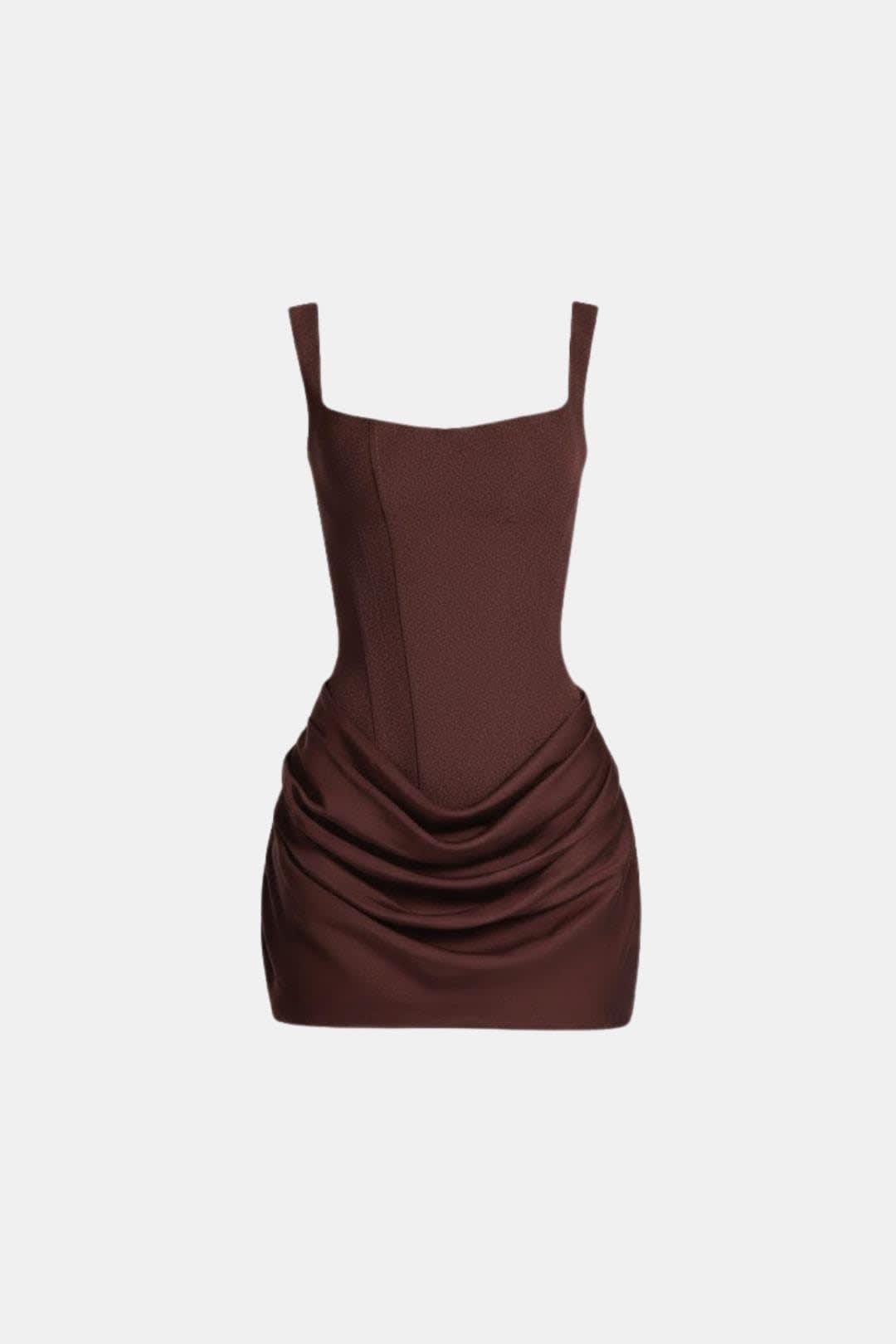 Women's Square Neck Draped Mini Dress | Bramwell_5