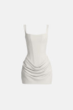 Women's Square Neck Draped Mini Dress | Bramwell_8