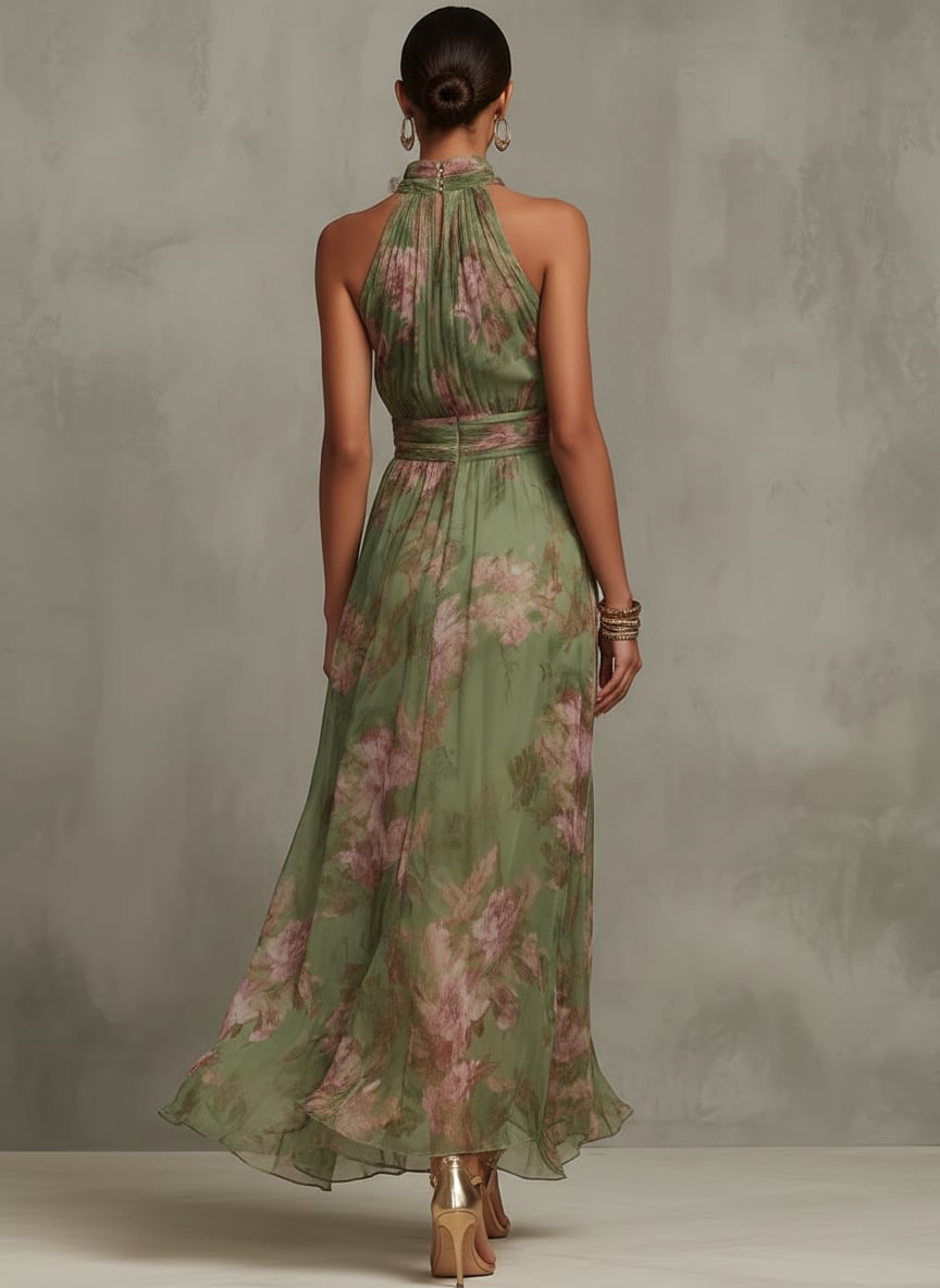 Women's Floral Halter Neck Maxi Dress | Zerlina_2