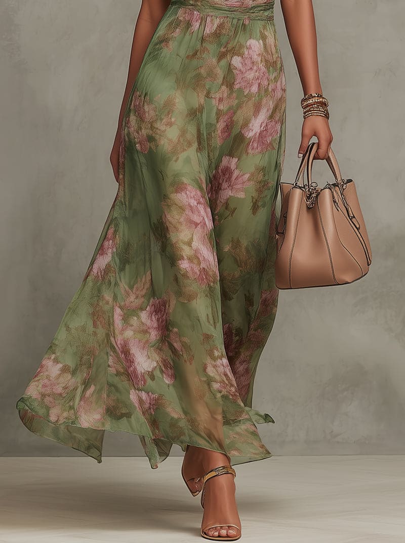 Women's Floral Halter Neck Maxi Dress | Zerlina_4