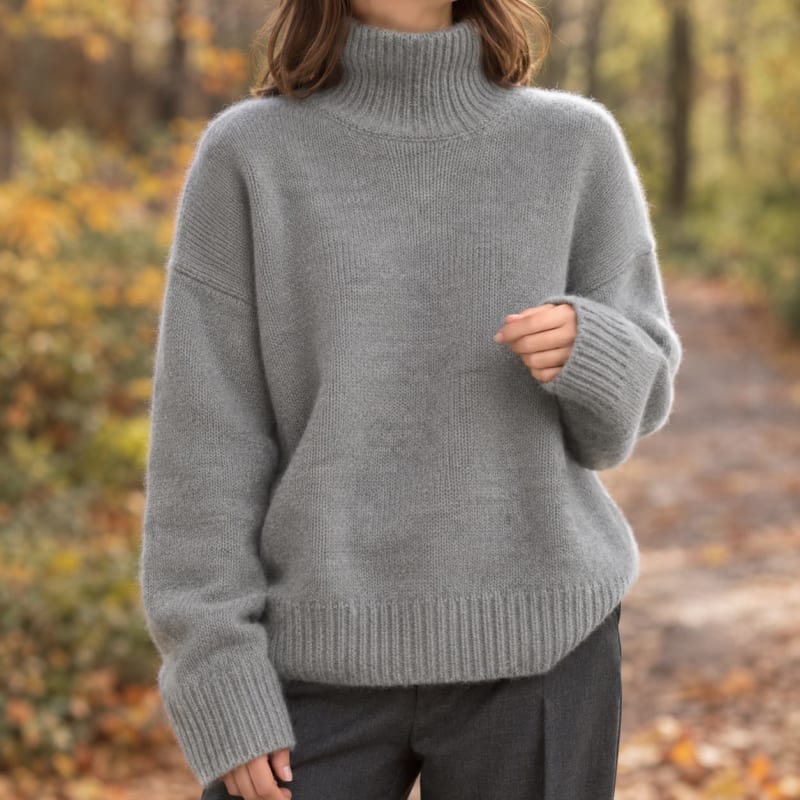 Women's Oversized Knit Turtleneck Sweater | Edith_1