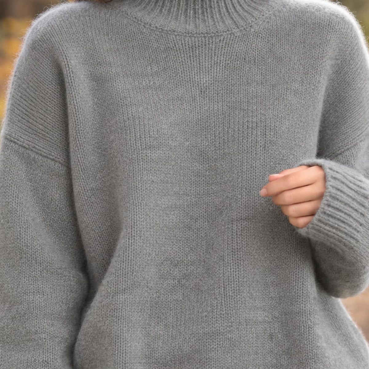 Women's Oversized Knit Turtleneck Sweater | Edith_2