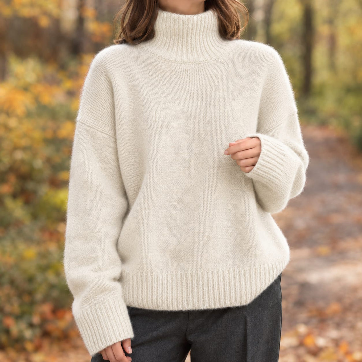 Women's Oversized Knit Turtleneck Sweater | Edith_3