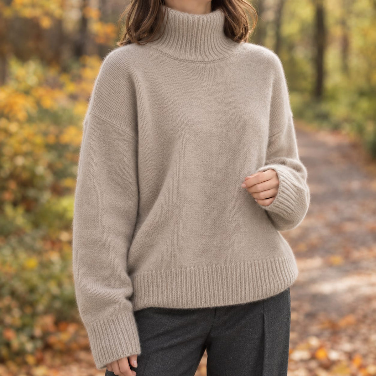 Women's Oversized Knit Turtleneck Sweater | Edith_4