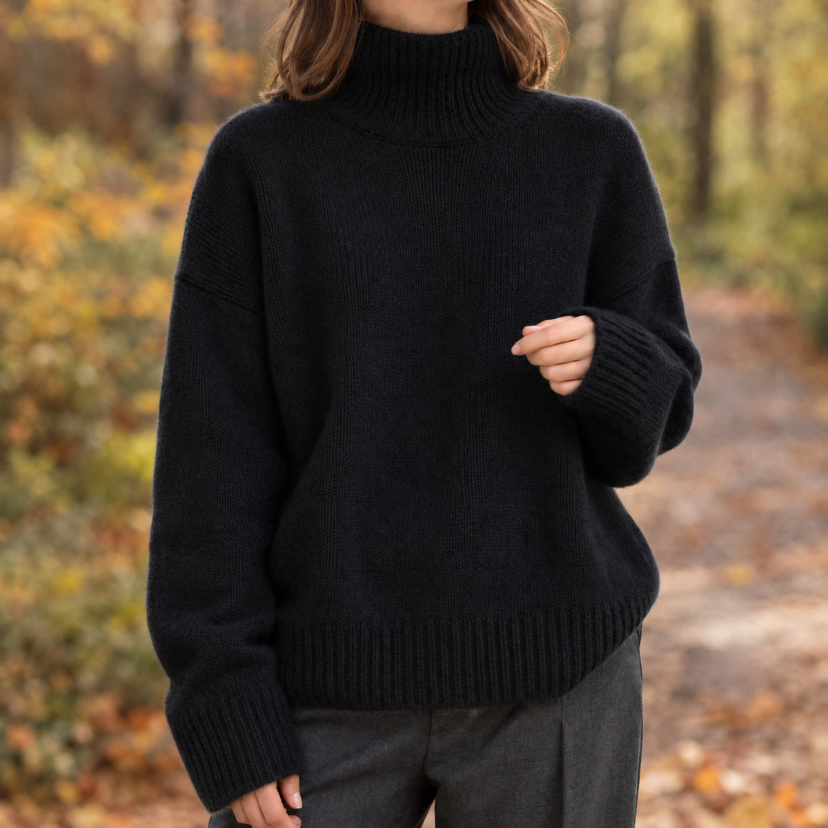 Women's Oversized Knit Turtleneck Sweater | Edith_5