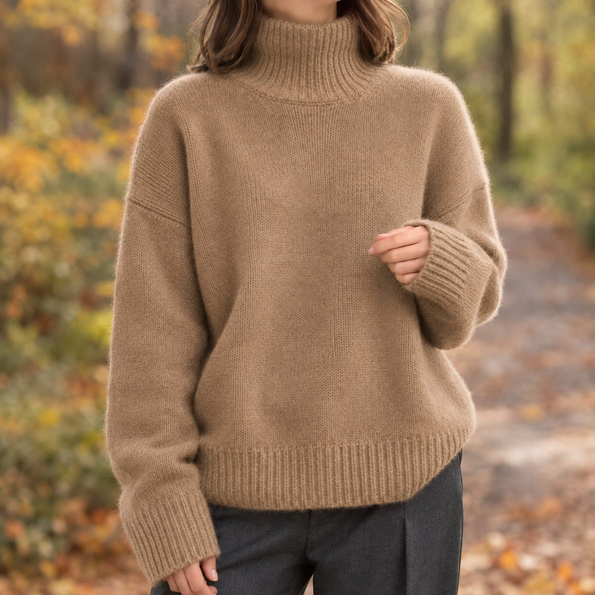 Women's Oversized Knit Turtleneck Sweater | Edith_6