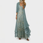 Women's Floral Embroidered Maxi Dress Set | Clementina_1