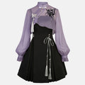 Women's Sheer Blouse and Pleated Slip Dress Set | Oakworth_1