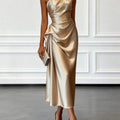 Women's One Shoulder Satin Midi Dress | Chalfont_1