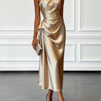 Women's One Shoulder Satin Midi Dress | Chalfont_1