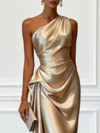 Women's One Shoulder Satin Midi Dress | Chalfont_3