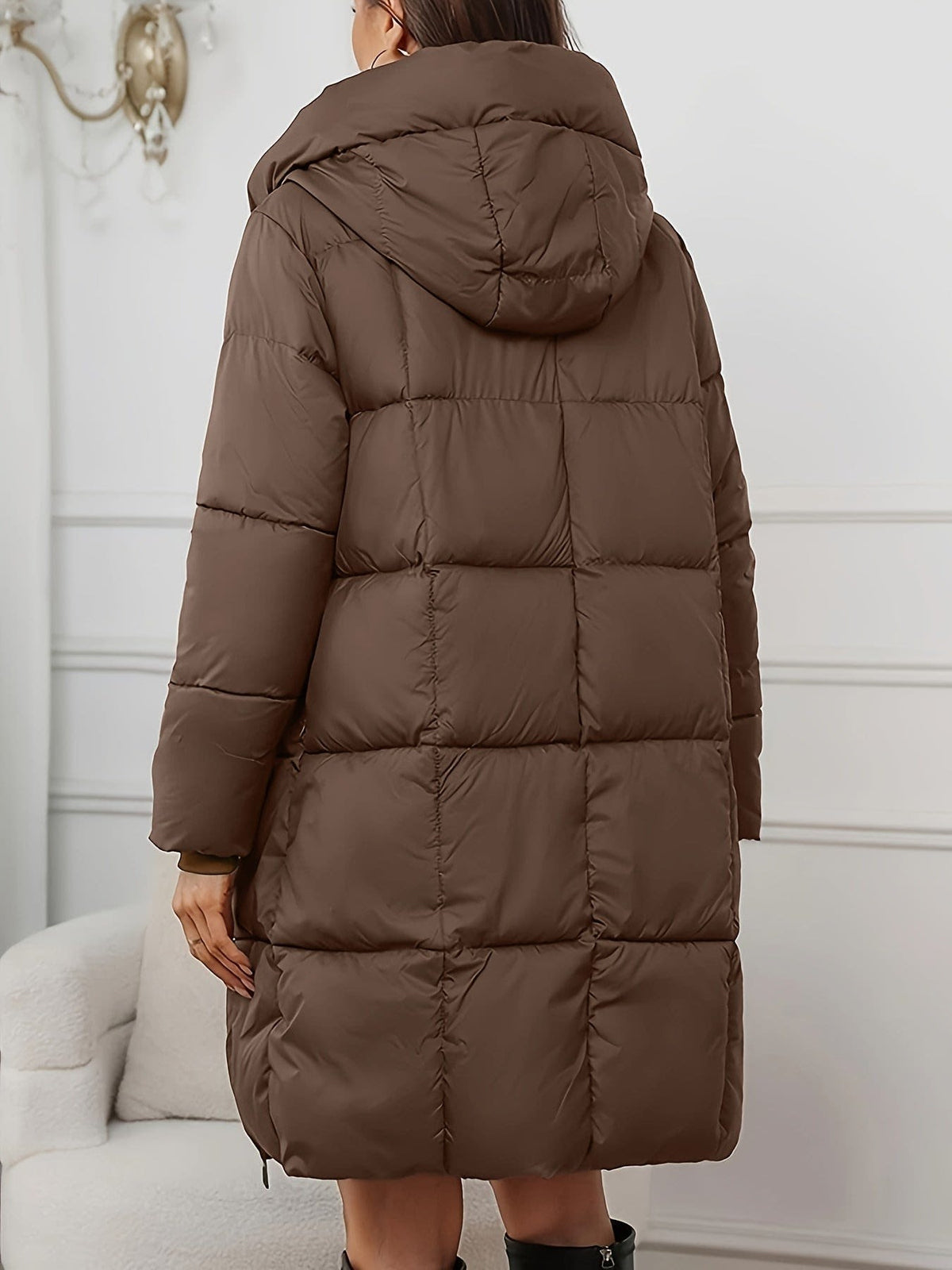 Women's Hooded Longline Puffer Coat | Oakhampton_2
