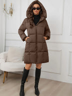 Women's Hooded Longline Puffer Coat | Oakhampton_4