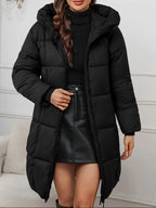 Women's Hooded Longline Puffer Coat | Oakhampton_6
