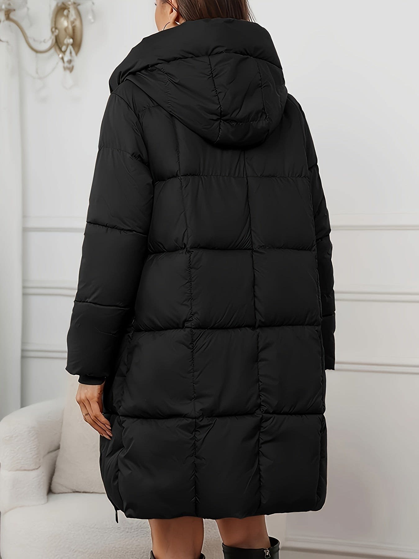 Women's Hooded Longline Puffer Coat | Oakhampton_7