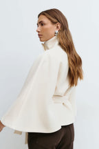 Women's Belted High Neck Cape Jacket | Gilliane_3