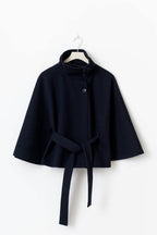 Women's Belted High Neck Cape Jacket | Gilliane_6