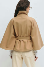 Women's Belted High Neck Cape Jacket | Gilliane_9