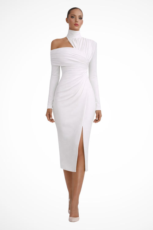 Women's Ruched One Shoulder Midi Dress | Nell_1