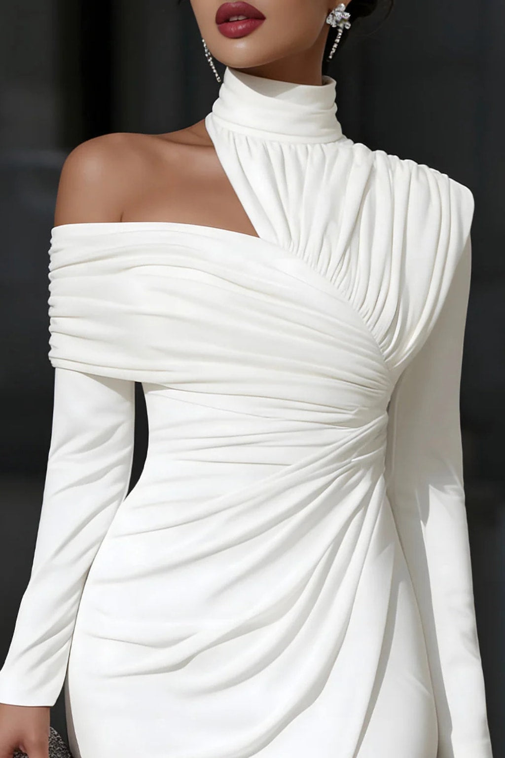 Women's Ruched One Shoulder Midi Dress | Nell_5