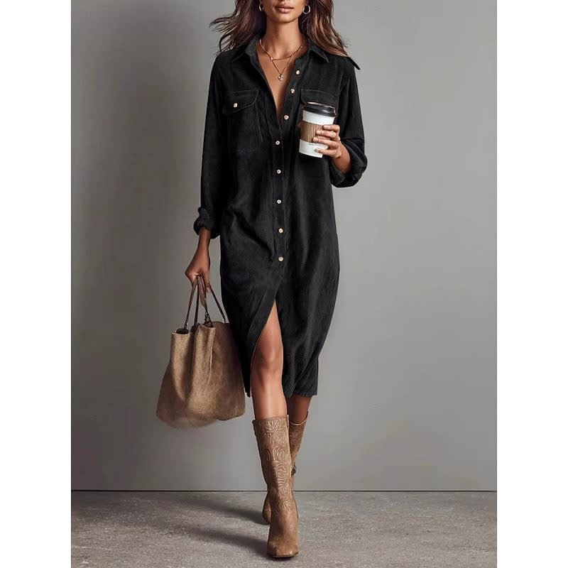 Women's Relaxed Button Front Shirt Dress | Wexford_1