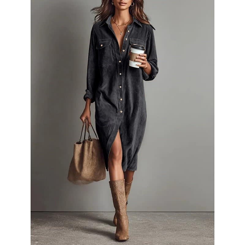 Women's Relaxed Button Front Shirt Dress | Wexford_3