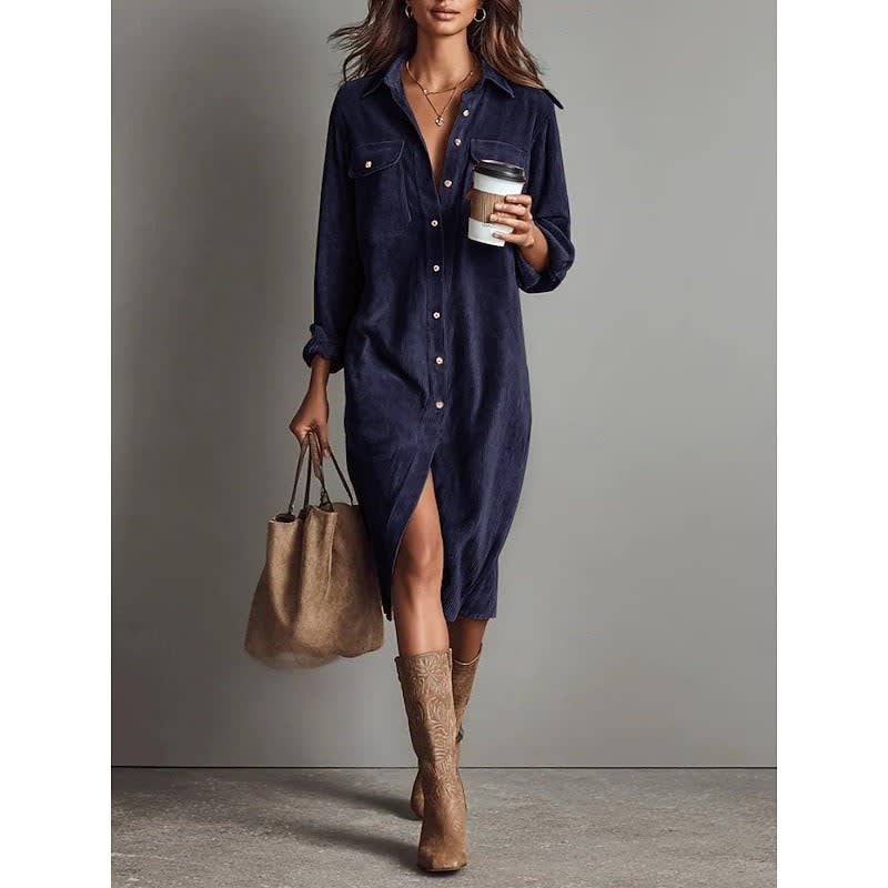 Women's Relaxed Button Front Shirt Dress | Wexford_4