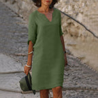 Women's Relaxed Fit V-Neck Shift Dress | Idony_1