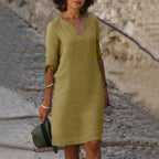 Women's Relaxed Fit V-Neck Shift Dress | Idony_12