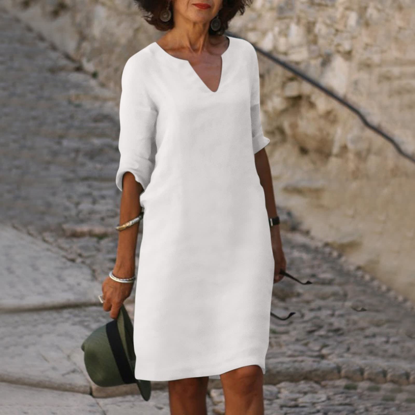 Women's Relaxed Fit V-Neck Shift Dress | Idony_7