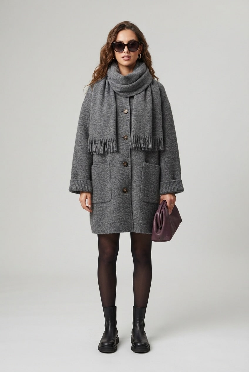 Women's Oversized Knit Cardigan Coat | Faye_1