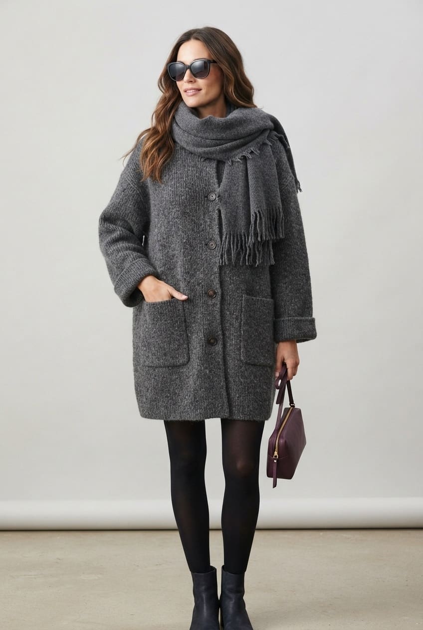 Women's Oversized Knit Cardigan Coat | Faye_2