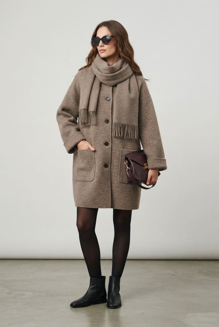 Women's Oversized Knit Cardigan Coat | Faye_4