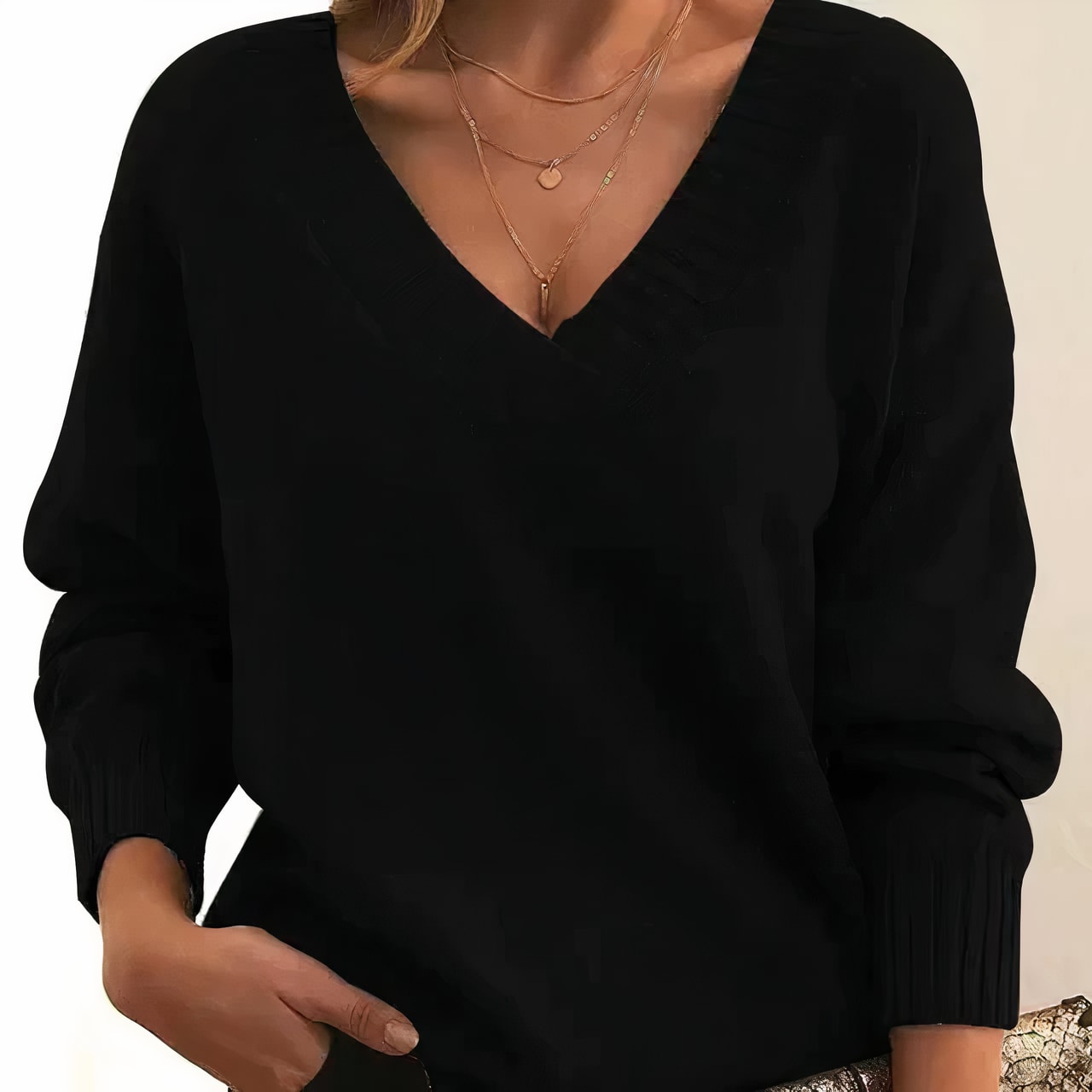 Women's Pleated V-Neck Top | Greer_1