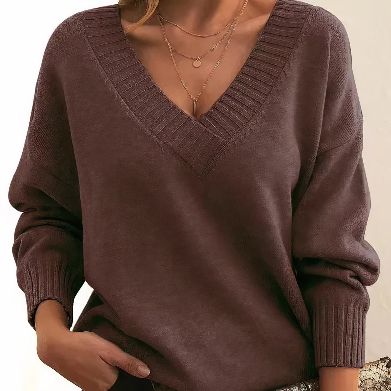 Women's Pleated V-Neck Top | Greer_10