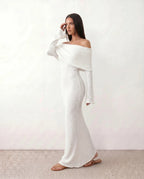 Women's Off Shoulder Knit Maxi Dress | Nerissa_2