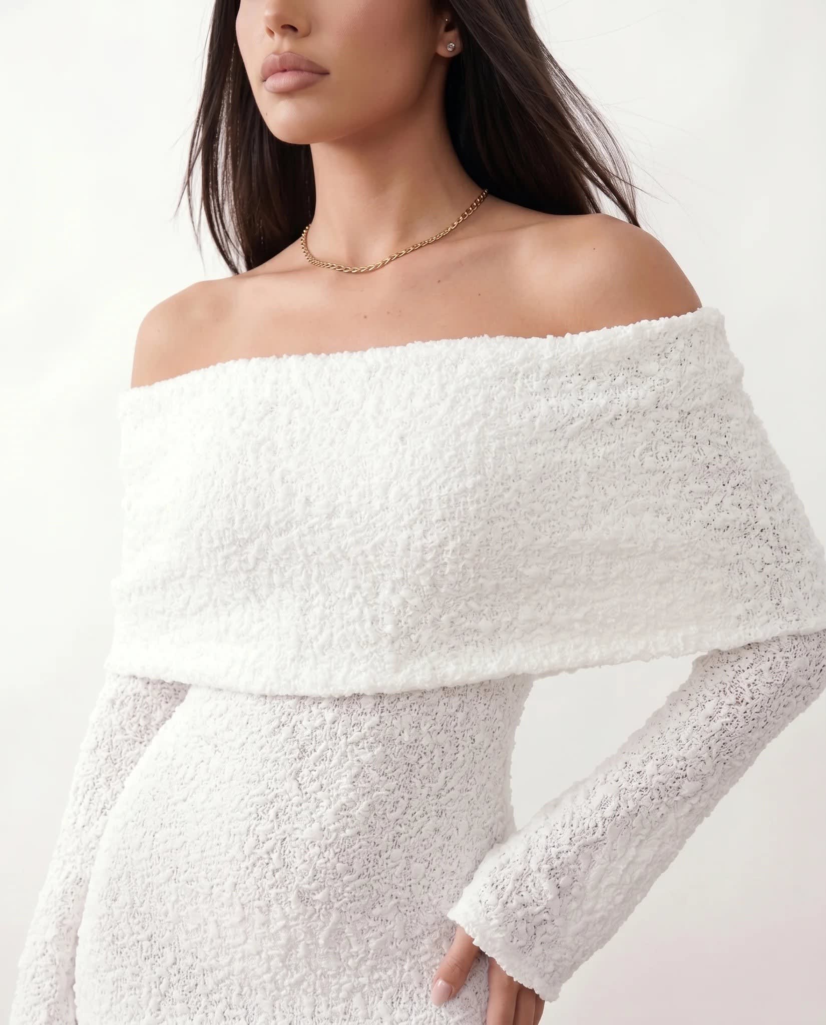 Women's Off Shoulder Knit Maxi Dress | Nerissa_4