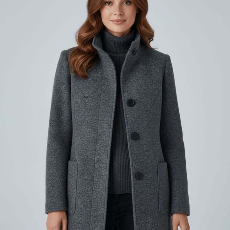 Women's Wool Blend Stand Collar Overcoat | Dorinda_1