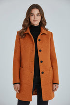 Women's Wool Blend Stand Collar Overcoat | Dorinda_10