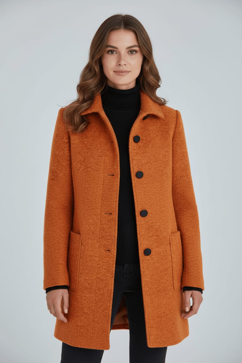 Women's Wool Blend Stand Collar Overcoat | Dorinda_10