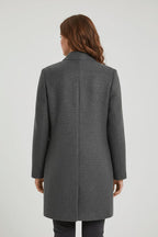 Women's Wool Blend Stand Collar Overcoat | Dorinda_11