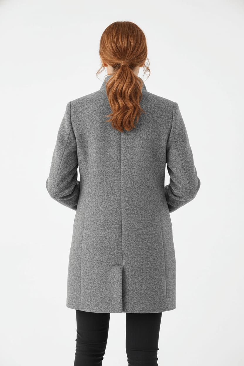Women's Wool Blend Stand Collar Overcoat | Dorinda_12
