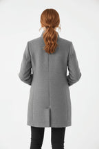 Women's Wool Blend Stand Collar Overcoat | Dorinda_12