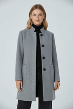 Women's Wool Blend Stand Collar Overcoat | Dorinda_2