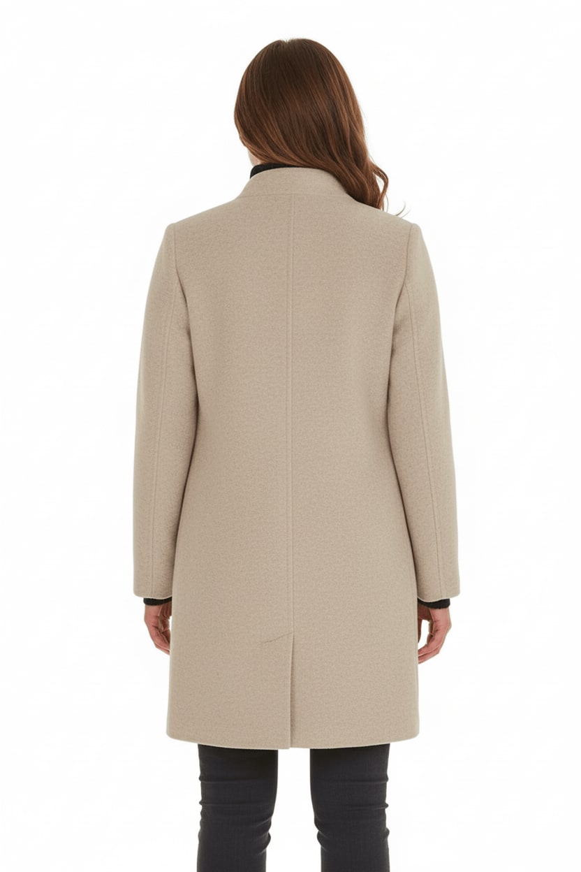 Women's Wool Blend Stand Collar Overcoat | Dorinda_21