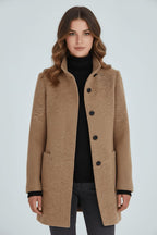 Women's Wool Blend Stand Collar Overcoat | Dorinda_22
