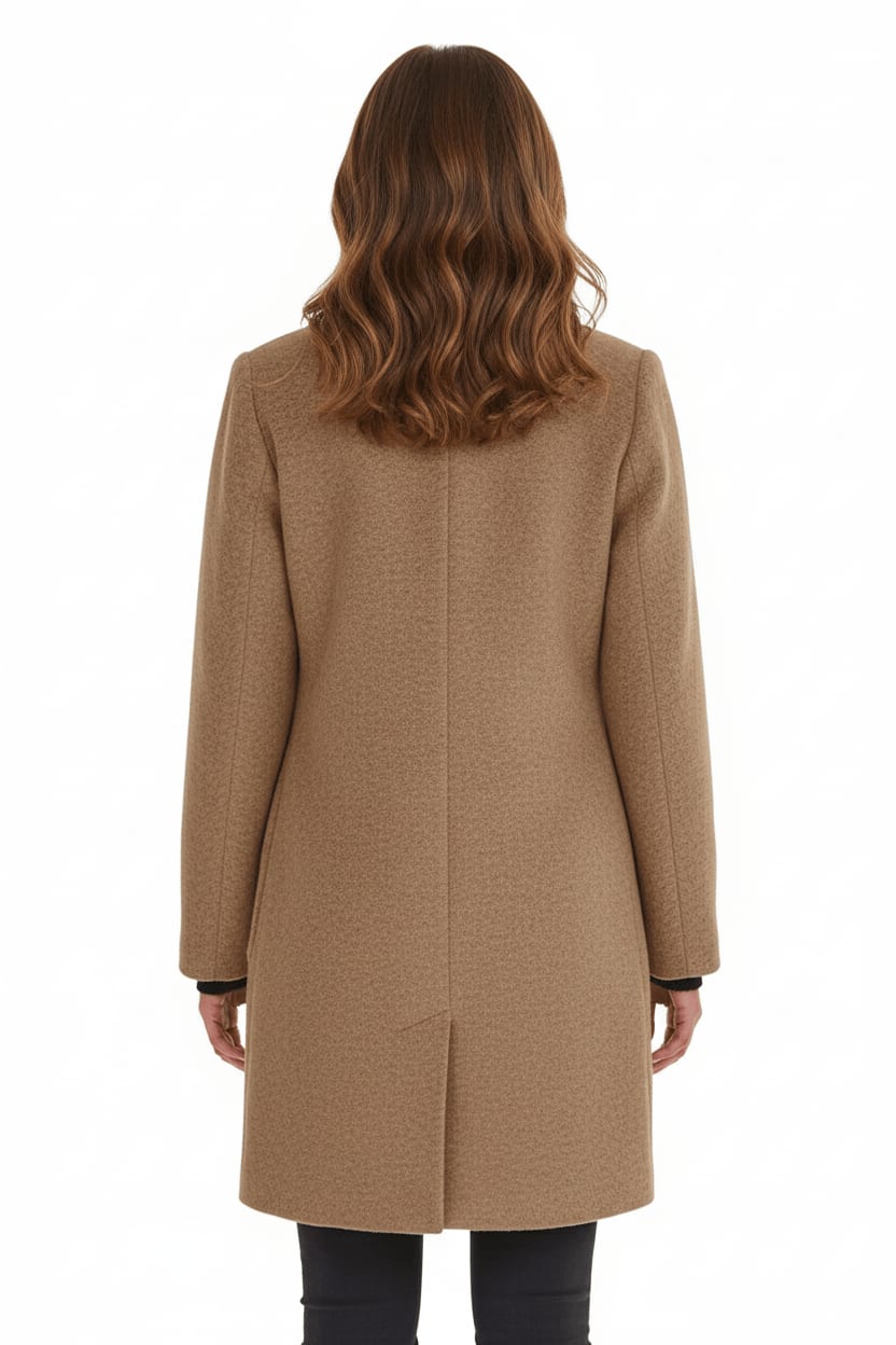 Women's Wool Blend Stand Collar Overcoat | Dorinda_23